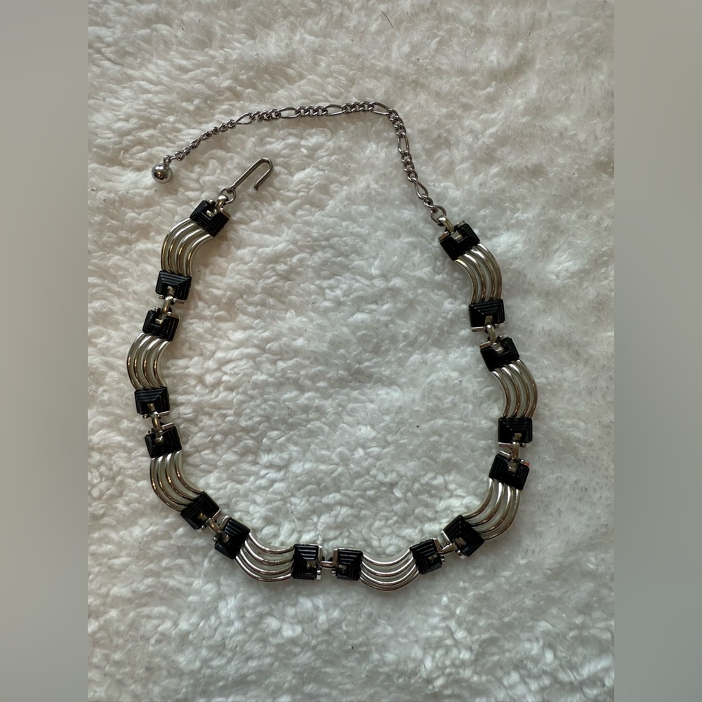 Silver and Black Necklace with Elegant Design